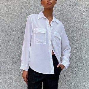 Utility White Button-Up Shirt